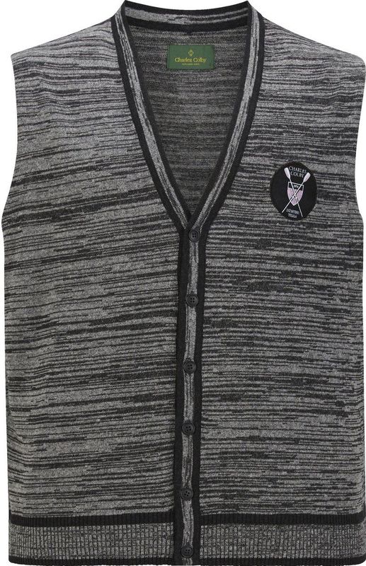 Gebreide bodywarmer DUKE BOYLES donkergrijs melange