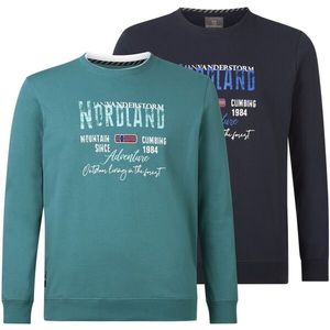 JAN VANDERSTORM - BOTU - Sweatshirts - Blauw en Grijs - Katoen - Casual Pasvorm
