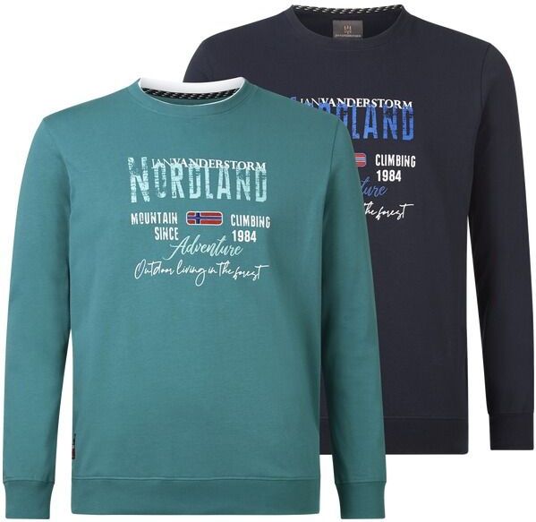 JAN VANDERSTORM - BOTU - Sweatshirts - Blauw en Grijs - Katoen - Casual Pasvorm