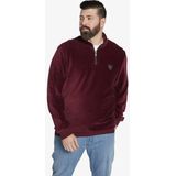 Charles Colby - Sweatshirt - Donkerrood - Sweatstof - Halve Rits, Opstaande Kraag, Wijde Pasvorm