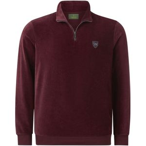 Charles Colby - Sweatshirt - Donkerrood - Sweatstof - Halve Rits, Opstaande Kraag, Wijde Pasvorm