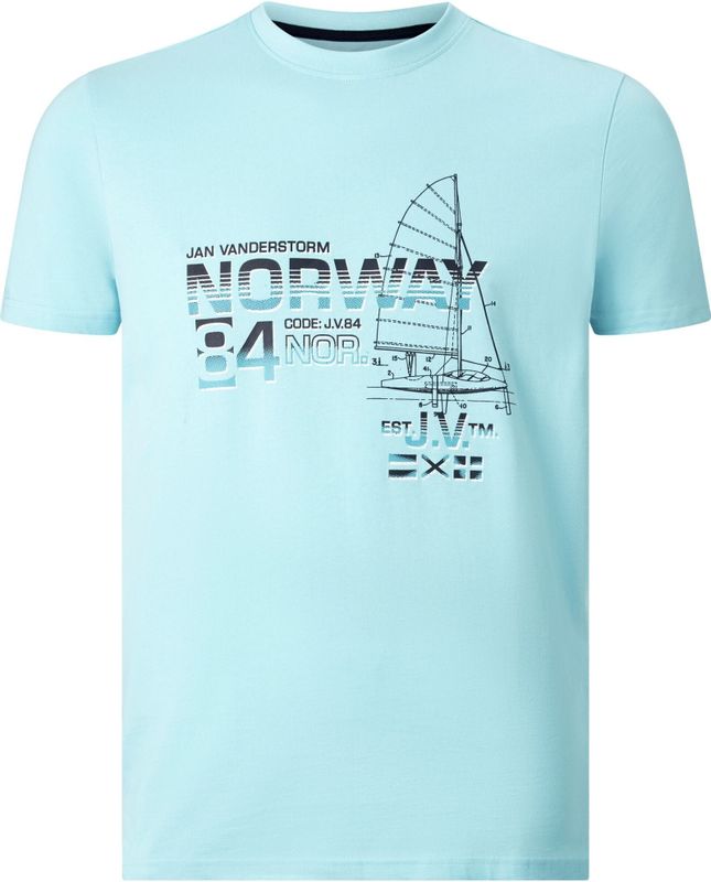 Jan Vanderstorm - EILI - T-shirt - Turquoise - Herenmode in Grote Maten