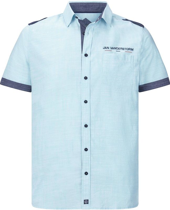 Jan Vanderstorm Overhemd Korte mouw lichtblauw