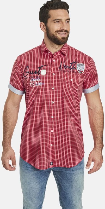 Jan Vanderstorm - AJULE - Overhemd - Rood - Korte Mouwen - Kreukarm Katoen