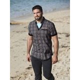 Jan Vanderstorm herren Overhemd Met Korte Mouwen - 41/42 - donkergrijs