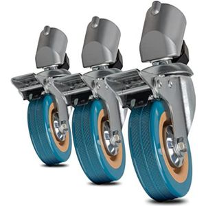 Walimex pro Set van 3 statiefwielen voor lichtstatieven I voor extra zwaar gewicht, belastbaar tot 30 kg I Ø rol: 75 mm I beendiameter 18-22 mm I voor alle ondergronden I met Step-Lock-remmen