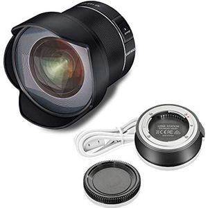 Samyang AF 14 mm F2.8 + lensstation autofocus lens met vaste brandpuntsafstand voor Nikon F volledig formaat zwart, groothoeklens met 14 mm vaste brandpuntsafstand