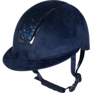 HKM Rijhelm Lady Shield Sparkle Velours - donkerblauw - maat L (58-60)