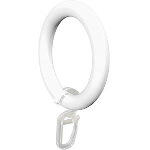Flair Deco 11052801-2032 oren met gebogen haken voor gordijnroedes 28 mm diameter, inhoud van de verpakking, 20 stuks, wit van kunststof