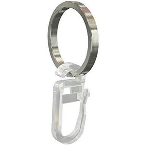 Flairdeco gordijnringen/ringen met vouwhaak, roestvrij staal, 25/21 mm, 20 stuks