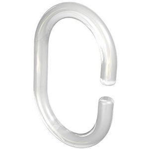 Flairdeco douchegordijnringen C-vorm, plastic, transparant, 60/42 mm, 12 stuks