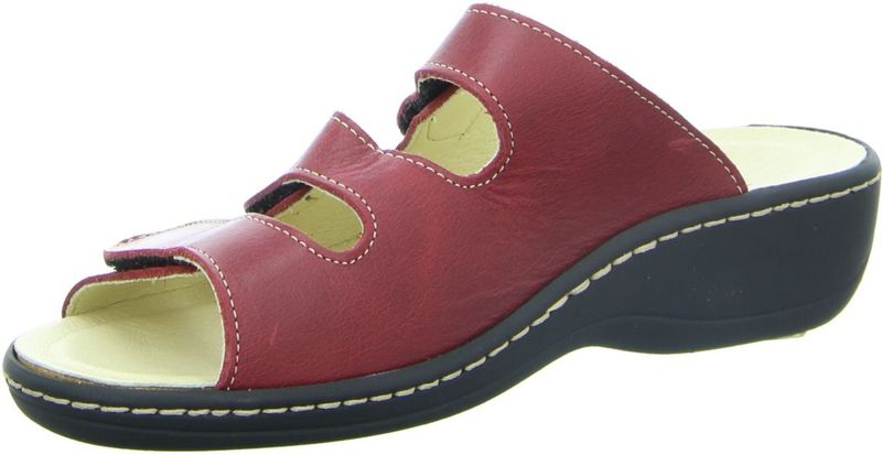 Longo Dames Slippers - Rood - Leren - Uitneembare Binnenzool