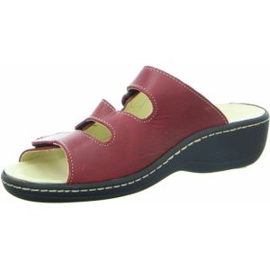 Longo Dames Slippers - Rood - Leren - Comfortabele Muiltjes