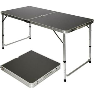 Aluminium Kampeertafel 120x60cm - Campingtafel inklapbaar - 3-voudig verstelbare Vouwtafel Antraciet