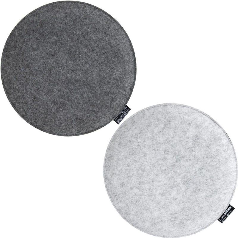 No Brand - 2 Filz Sitzkissen Rund ø 35x3 cm Stuhlkissen Sitzauflage Weich 2-farbig Grau