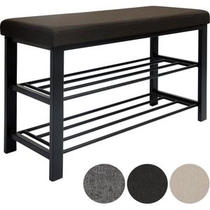 Schoenplank met bankje in metaal 81x32x46 cm Schoenbankje bruin