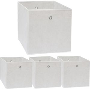 Vouwdoos set 4 dozen voor Kallax legbord wit 33x38x33cm Expedit doos met metalen handvat