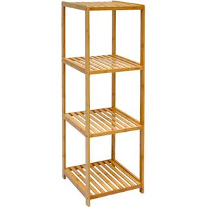 Bamboe Opbergplank voor Badkamer en Keuken - Houten Rek met 4 Planken - Badkamerplank Opbergrek