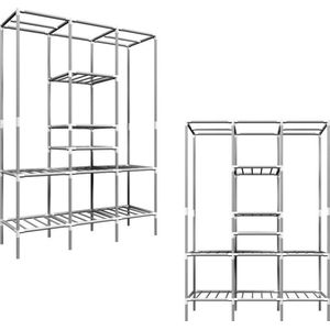 eyepower XXL Garderobekast 178x128x45cm - open metalen Kledingkast - opvouwbare Kledingstang Gangkast