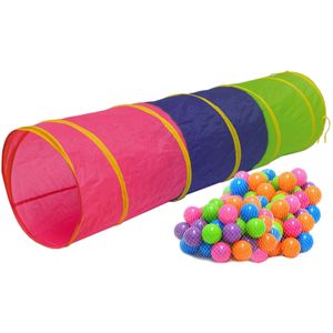 Kruiptunnel - 180 cm - Transparant - Inclusief 200 Speelballen