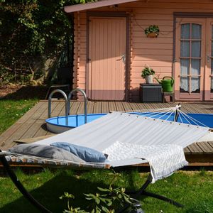 Tot 150kg: 2-Persoons Hangmat met Spreidstok - 200x120 Dubbele Katoenen Tuin Hangmat zonder Frame