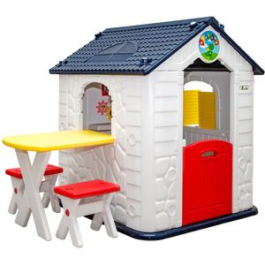 LittleTom Kinderspeelhuisje vanaf 1 - Tuin Kinderhuisje met Tafel - overdekt Kinder Speelhuisje plastic