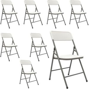 AMANKA 8 Klapstoelen tot 150 kg - Tuinstoel Vouwbaar - Balkonstoel Weerbestendig - Kunststof Wit