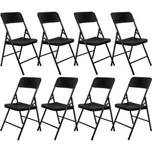 8 Klapstoelen tot 150 kg - Vouwbare Balkonstoel Rotan-Look - Tuinstoel Weerbestendig Zwart