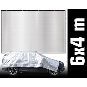99% Schaduw - 6x4m Aluminium Zonnezeil - Reflecterende Zonnescherm voor Auto Hond Camping