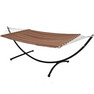 Dubbele Hangmat met Frame tot 120kg - 200x120 Metalen Tuin Standaard - Basis voor Outdoor
