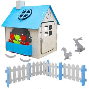 Opvouwbaar Kinderspeelhuis van Recycled Vilt 110x100 Zacht Kinder Speelhuis voor Binnen en Buiten