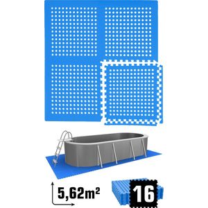 5.6 m² Poolmat - 16 EVA schuim matten 62x62 - outdoor poolpad - schuimrubber ondermatten set