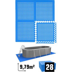 9.8 m² Poolmat - 28 EVA schuim matten 62x62 - outdoor poolpad - schuimrubber ondermatten set