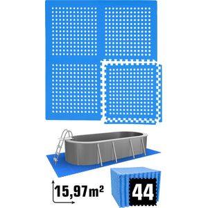 16 m² Poolmat - 44 EVA schuim matten 62x62 - outdoor poolpad - schuimrubber ondermatten set