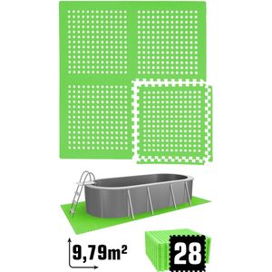 9.8 m² Poolmat - 28 EVA schuim matten 62x62 - outdoor poolpad - schuimrubber ondermatten set