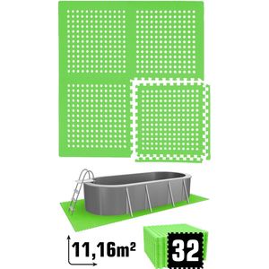 11.2 m² Poolmat - 32 EVA schuim matten 62x62 - outdoor poolpad - schuimrubber ondermatten set