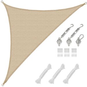 AMANKA 4,2x4,2x6 UV Zonnezeil Driehoek Luchtdoorlatend - Driehoekig Schaduwdoek met Stalen Bevestiging
