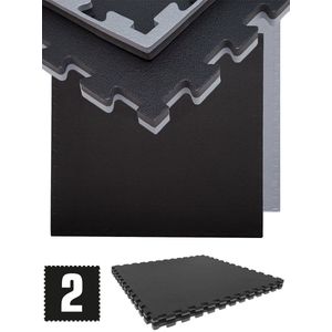 Gym Mat: 1.6sqm Profi Fitness Mat Dikte 2cm - Set van 2 Training Matten 90x90cm - Vloer Bescherming Mat voor Fitnessapparatuur - Gewichten Halter Dumbbell Treadmill - Judo Tatami MMA Mat