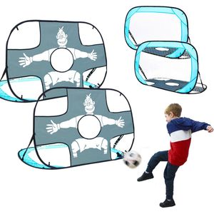 Set van 2: Kinder Voetbaldoel met Doelwand - 125x80 Tuin Kinderdoel Opvouwbaar