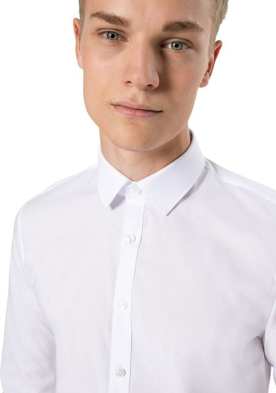 OLYMP - Effen Overhemd - Wit - Katoen - Kent Kraag - Lange Mouwen