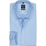 OLYMP - Blauw Effen Overhemd - Katoen - Kent Kraag - Lange Mouwen