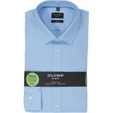 OLYMP - Blauw Effen Overhemd - Katoen - Kent Kraag - Lange Mouwen