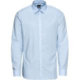 OLYMP - Blauw Effen Overhemd - Katoen - Kent Kraag - Lange Mouwen