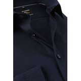 OLYMP - Blauw Effen Overhemd - Katoen - Kent Kraag - Lange Mouwen