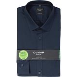 OLYMP - Blauw Effen Overhemd - Katoen - Kent Kraag - Lange Mouwen