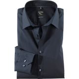 OLYMP - Blauw Effen Overhemd - Katoen - Kent Kraag - Lange Mouwen