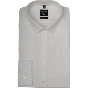 OLYMP - Effen Overhemd - Beige - Katoen - Kent Kraag