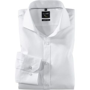 OLYMP - Effen Overhemd - Wit - Katoen - Haifisch Kraag - Lange Mouwen