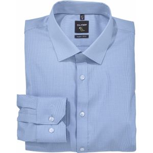 OLYMP - No. Six - Overhemd - Lichtblauw - Katoen - Pied de Poule Motief