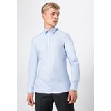 OLYMP - No. Six - Overhemd - Lichtblauw - Katoen - Pied de Poule Motief